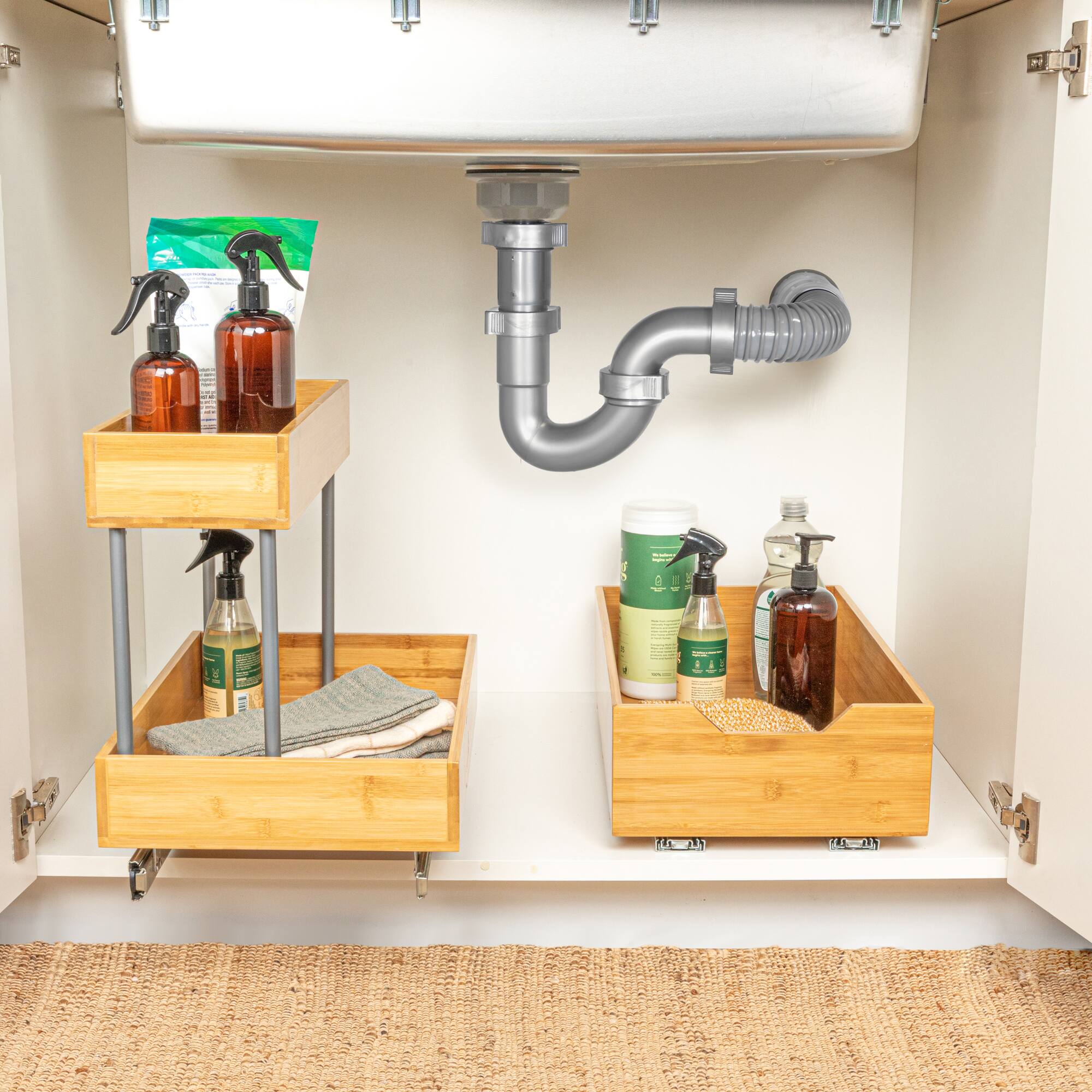 Household Essentials Glidez Bamboo & Steel Slide-Out Storage Organizer